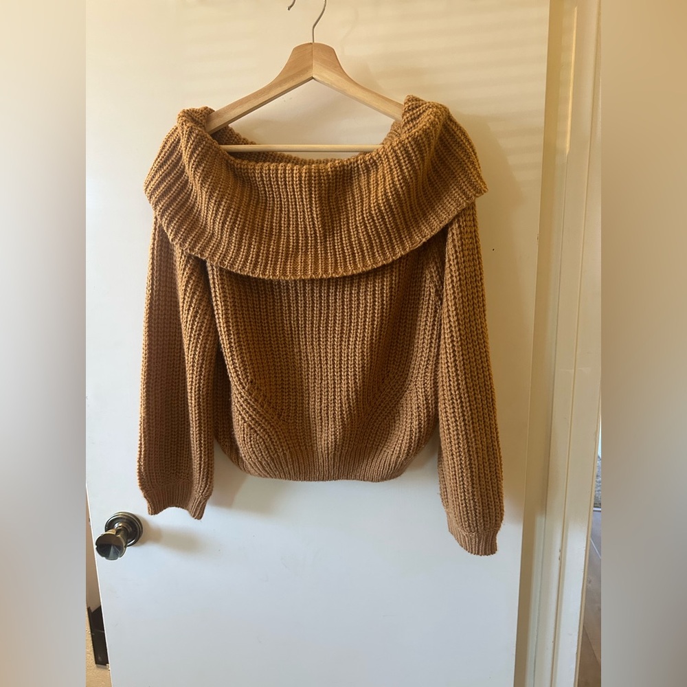 Lulu's Warm Tan Cowl Neck Sweater